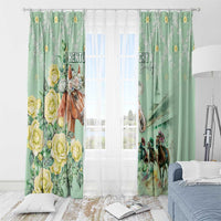 Kentucky Horse Racing Window Curtain Rose Diamond Pattern Mint