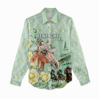 Personalized Kentucky Horse Racing Women Casual Shirt Rose Diamond Pattern Mint
