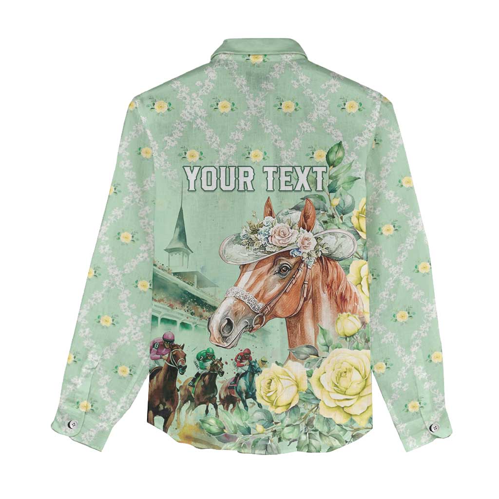 Personalized Kentucky Horse Racing Women Casual Shirt Rose Diamond Pattern Mint