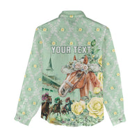 Personalized Kentucky Horse Racing Women Casual Shirt Rose Diamond Pattern Mint