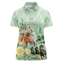 Personalized Kentucky Horse Racing Women Polo Shirt Rose Diamond Pattern Mint