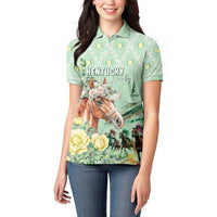Personalized Kentucky Horse Racing Women Polo Shirt Rose Diamond Pattern Mint