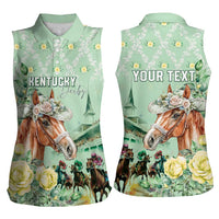 Personalized Kentucky Horse Racing Women Sleeveless Polo Shirt Rose Diamond Pattern Mint