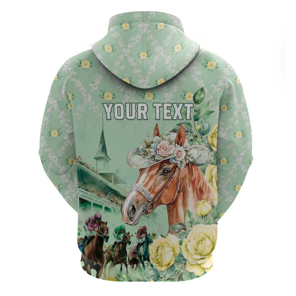 Personalized Kentucky Horse Racing Zip Hoodie Rose Diamond Pattern Mint