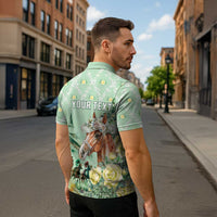 Personalized Kentucky Horse Racing Zipper Polo Shirt Rose Diamond Pattern Mint