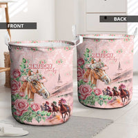 Kentucky Horse Racing Laundry Basket Rose Diamond Pattern Pink