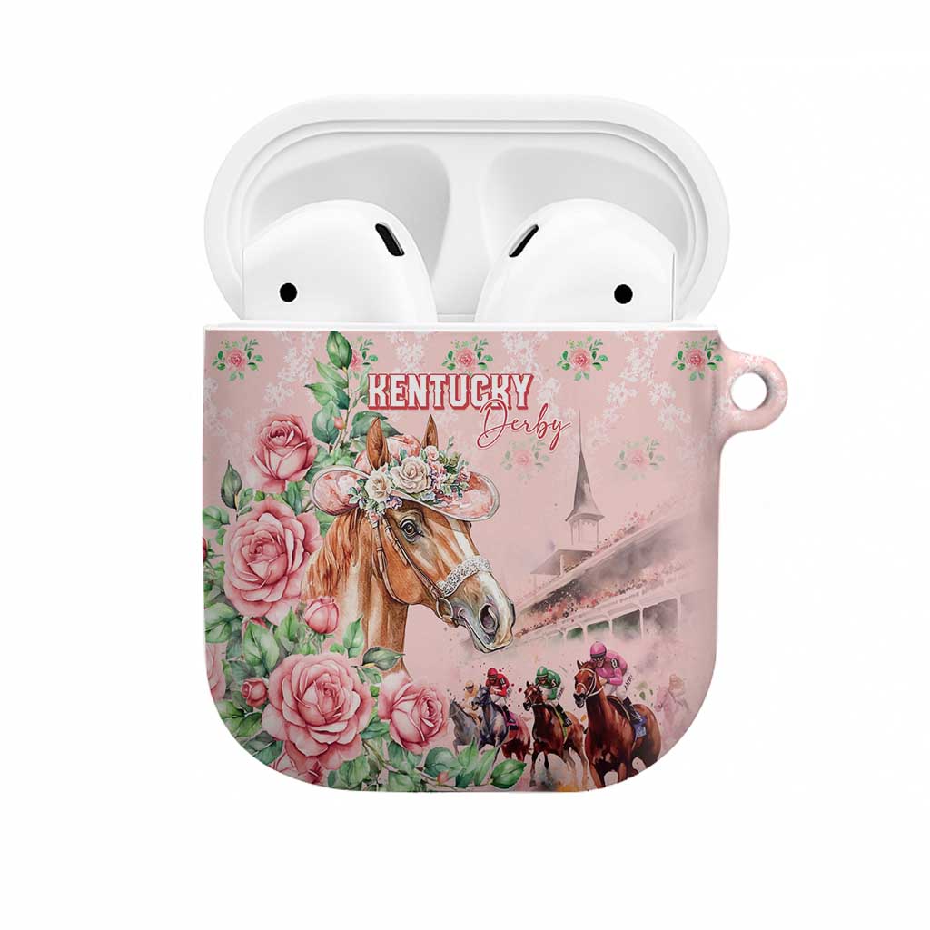 Kentucky Horse Racing AirPods Case Rose Diamond Pattern Pink