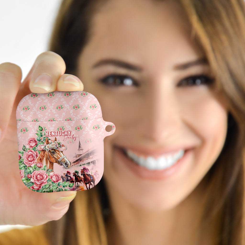 Kentucky Horse Racing AirPods Case Rose Diamond Pattern Pink