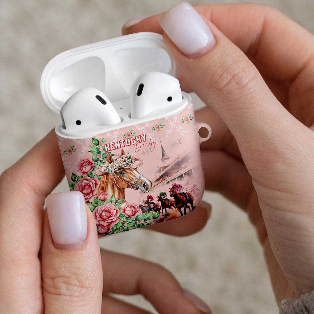 Kentucky Horse Racing AirPods Case Rose Diamond Pattern Pink