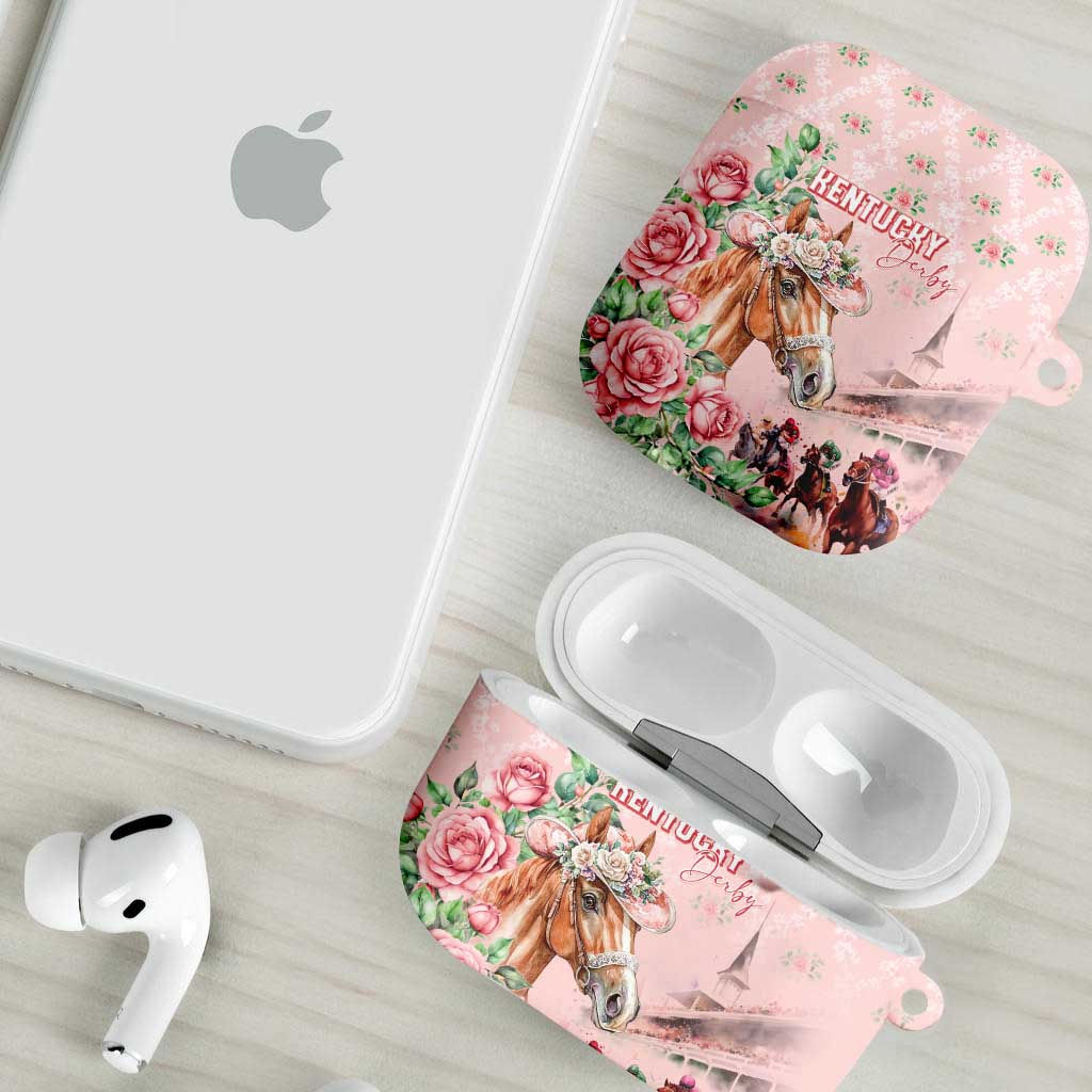 Kentucky Horse Racing AirPods Case Rose Diamond Pattern Pink