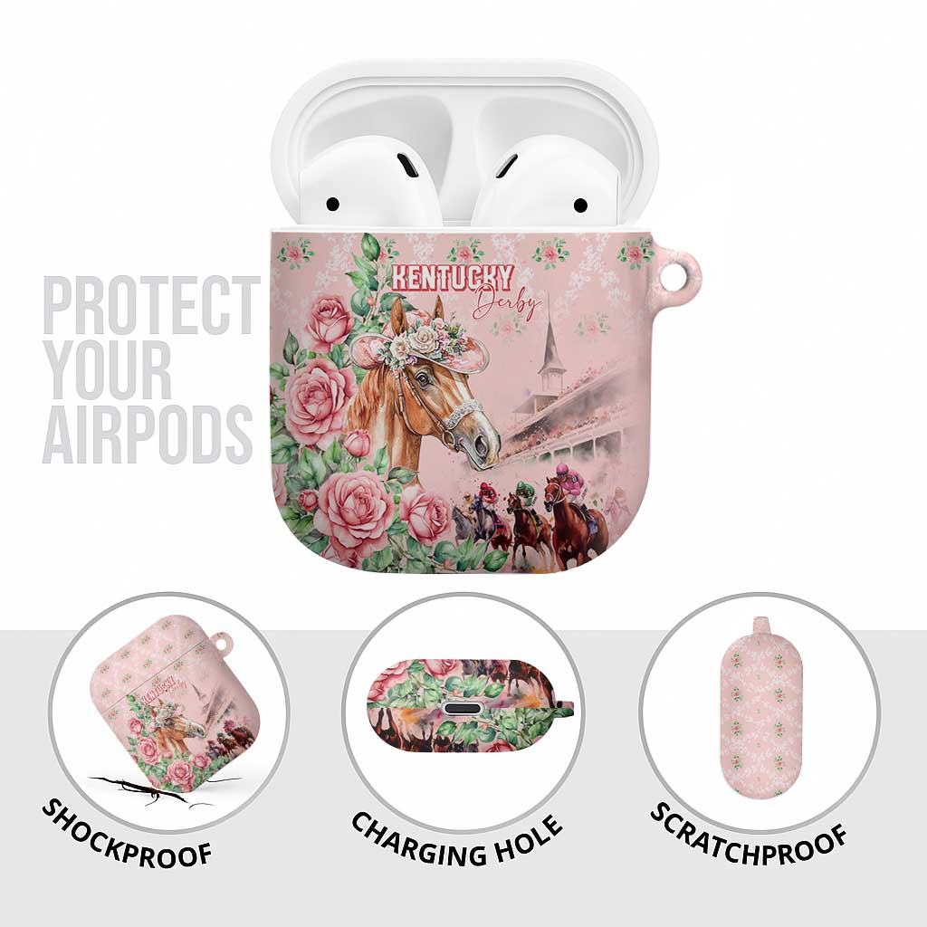 Kentucky Horse Racing AirPods Case Rose Diamond Pattern Pink