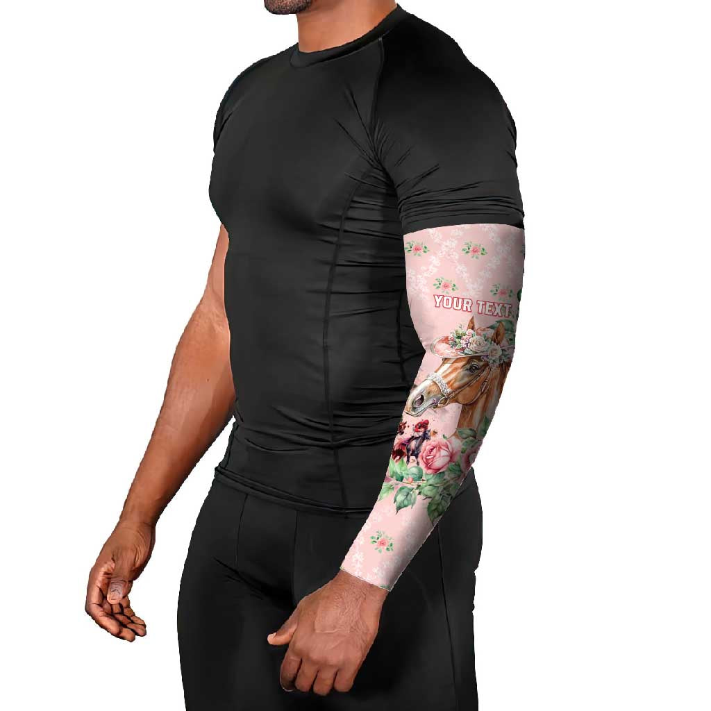 Personalized Kentucky Horse Racing Arm Sleeves Rose Diamond Pattern Pink