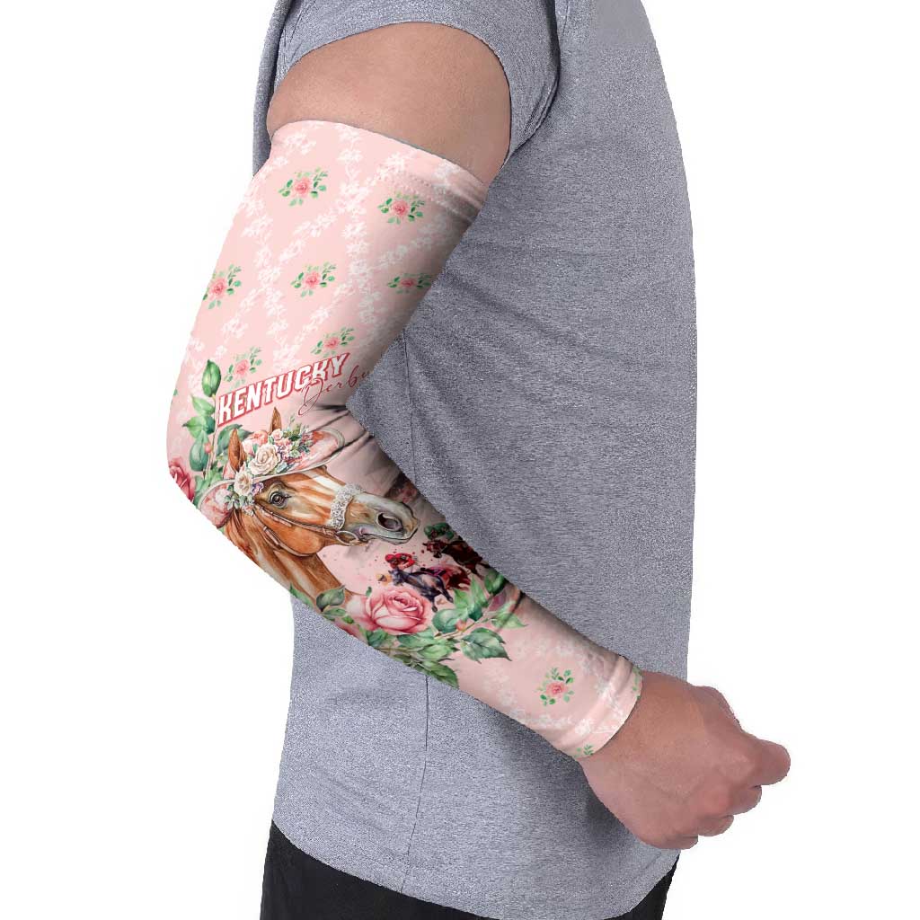 Personalized Kentucky Horse Racing Arm Sleeves Rose Diamond Pattern Pink