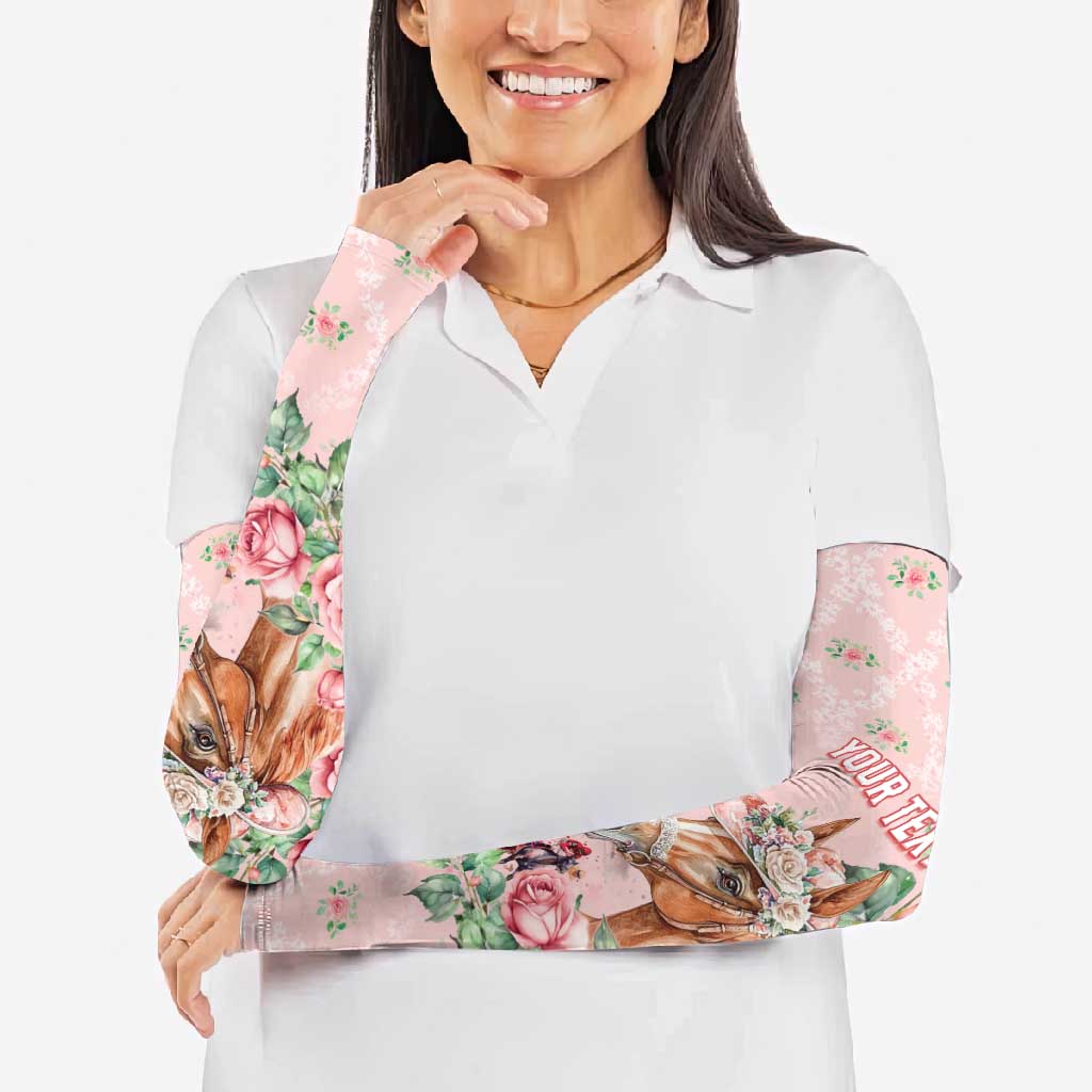 Personalized Kentucky Horse Racing Arm Sleeves Rose Diamond Pattern Pink