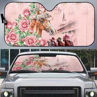 Kentucky Horse Racing Auto Sun Shade Rose Diamond Pattern Pink