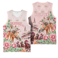 Personalized Kentucky Horse Racing Basketball Jersey Rose Diamond Pattern Pink