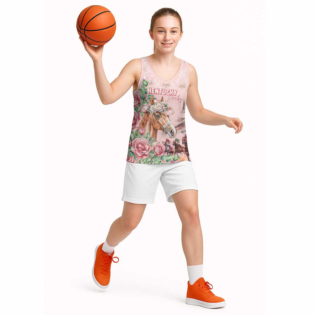 Personalized Kentucky Horse Racing Basketball Jersey Rose Diamond Pattern Pink