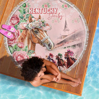 Kentucky Horse Racing Beach Blanket Rose Diamond Pattern Pink