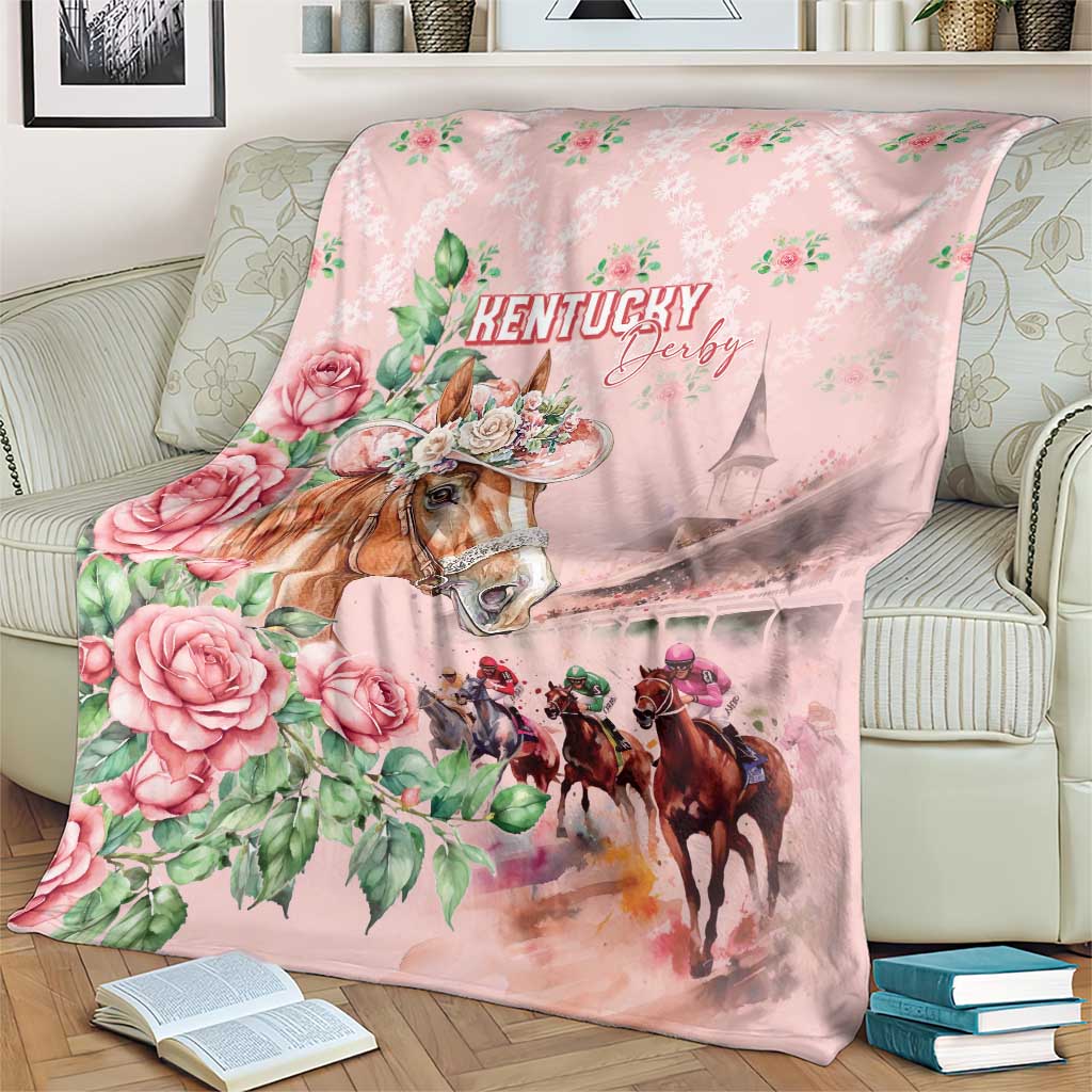 Kentucky Horse Racing Blanket Rose Diamond Pattern Pink