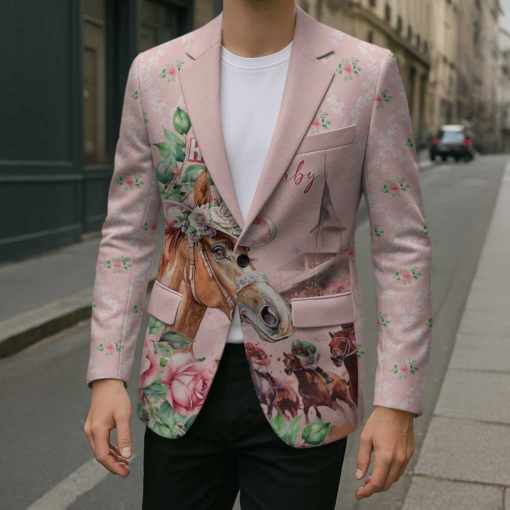 Personalized Kentucky Horse Racing Blazer Rose Diamond Pattern Pink