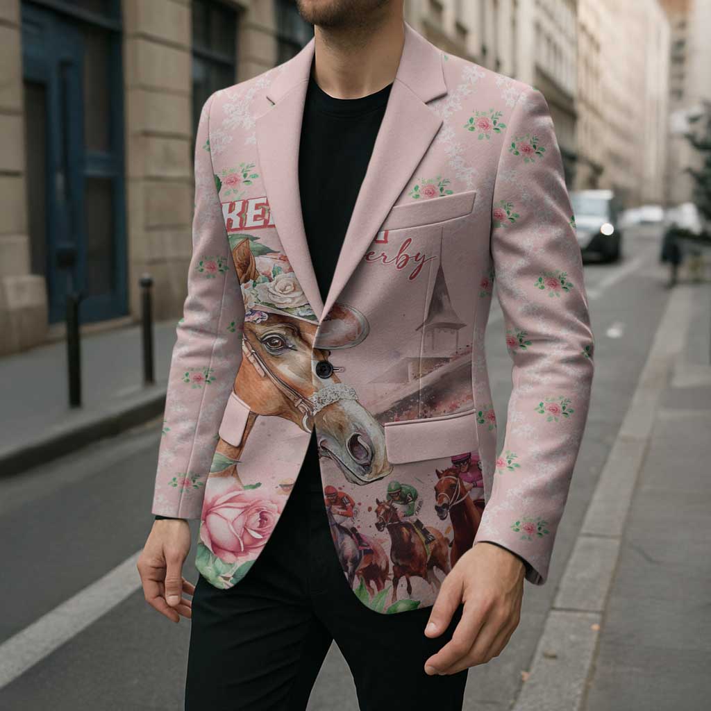 Personalized Kentucky Horse Racing Blazer Rose Diamond Pattern Pink