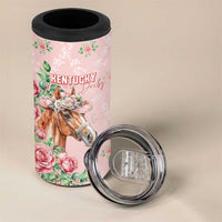 Personalized Kentucky Horse Racing 4 in 1 Can Cooler Tumbler Rose Diamond Pattern Pink