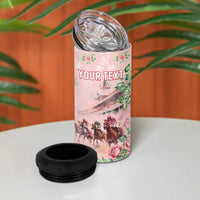 Personalized Kentucky Horse Racing 4 in 1 Can Cooler Tumbler Rose Diamond Pattern Pink