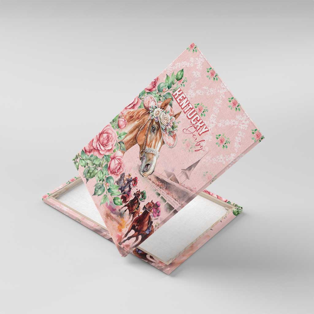 Kentucky Horse Racing Canvas Wall Art Rose Diamond Pattern Pink