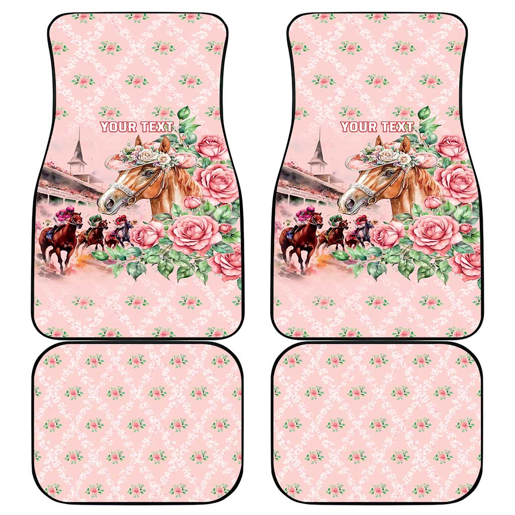 Personalized Kentucky Horse Racing Car Mats Rose Diamond Pattern Pink