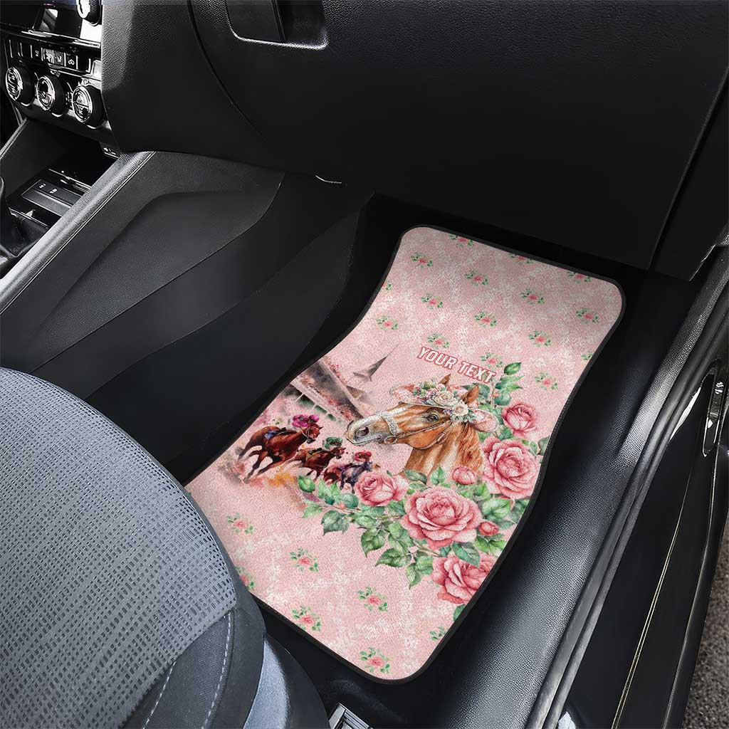 Personalized Kentucky Horse Racing Car Mats Rose Diamond Pattern Pink