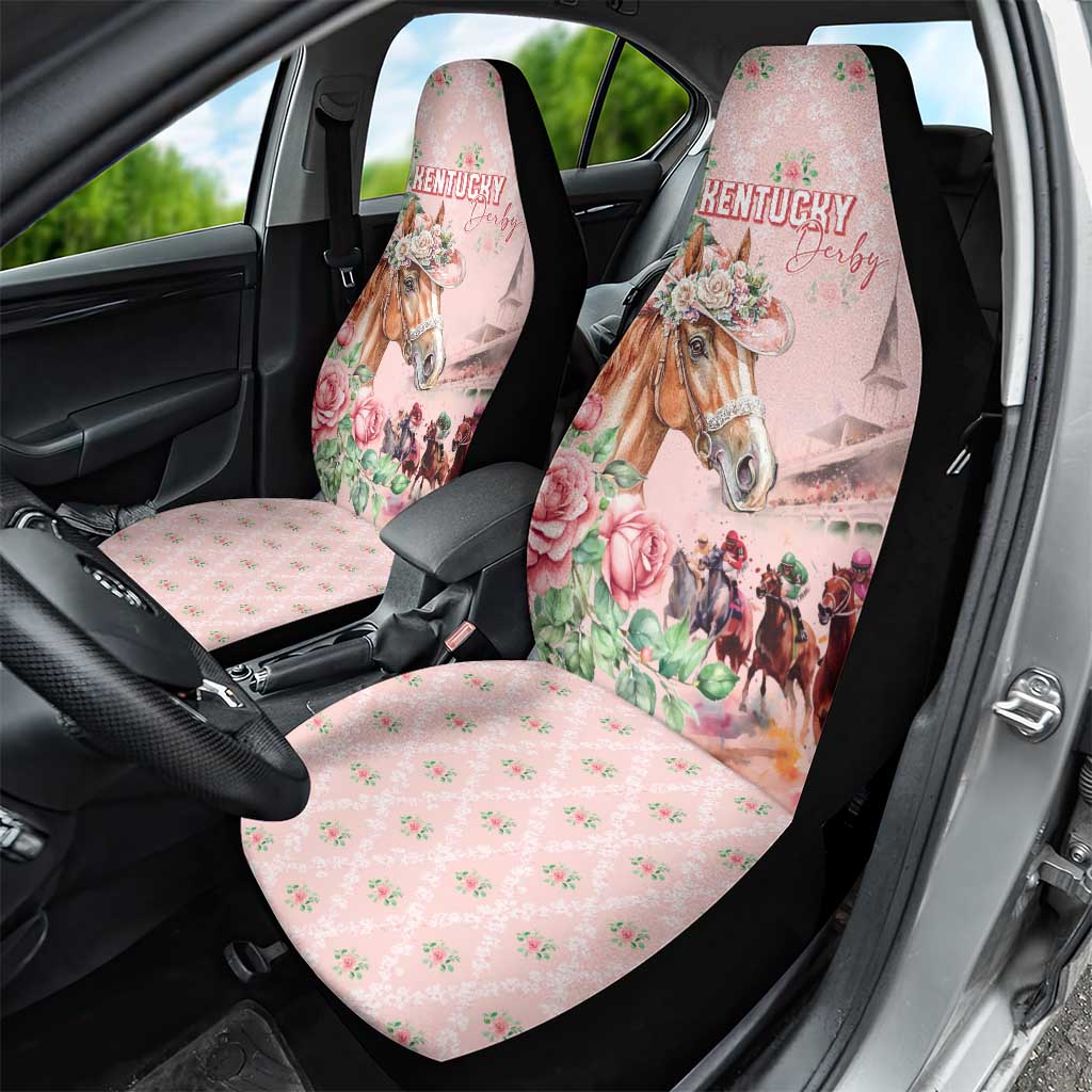 Kentucky Horse Racing Car Seat Cover Rose Diamond Pattern Pink