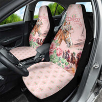 Kentucky Horse Racing Car Seat Cover Rose Diamond Pattern Pink