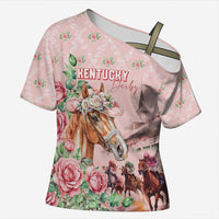 Personalized Kentucky Horse Racing Cross Shoulder Shirt Rose Diamond Pattern Pink