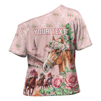 Personalized Kentucky Horse Racing Cross Shoulder Shirt Rose Diamond Pattern Pink