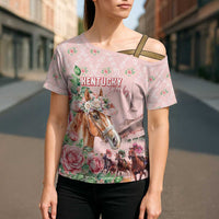 Personalized Kentucky Horse Racing Cross Shoulder Shirt Rose Diamond Pattern Pink