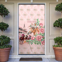 Personalized Kentucky Horse Racing Door Cover Rose Diamond Pattern Pink