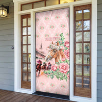 Personalized Kentucky Horse Racing Door Cover Rose Diamond Pattern Pink