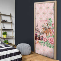 Personalized Kentucky Horse Racing Door Cover Rose Diamond Pattern Pink