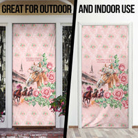 Personalized Kentucky Horse Racing Door Cover Rose Diamond Pattern Pink