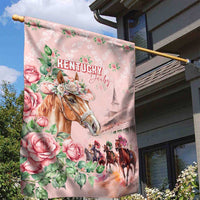 Kentucky Horse Racing Garden Flag Rose Diamond Pattern Pink