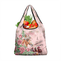 Kentucky Horse Racing Grocery Bag Rose Diamond Pattern Pink