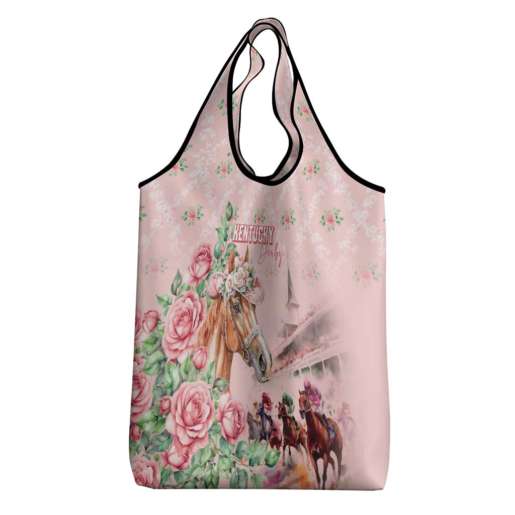 Kentucky Horse Racing Grocery Bag Rose Diamond Pattern Pink