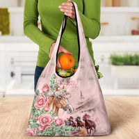 Kentucky Horse Racing Grocery Bag Rose Diamond Pattern Pink