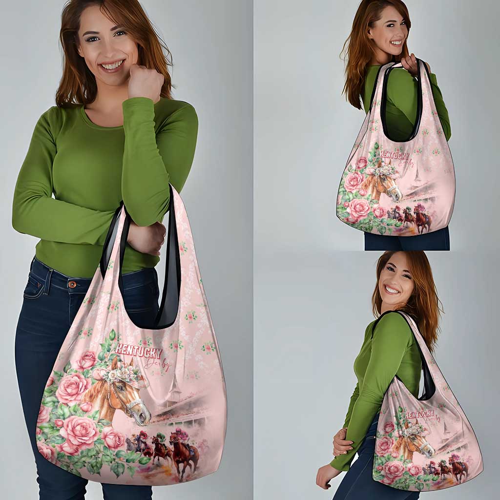 Kentucky Horse Racing Grocery Bag Rose Diamond Pattern Pink