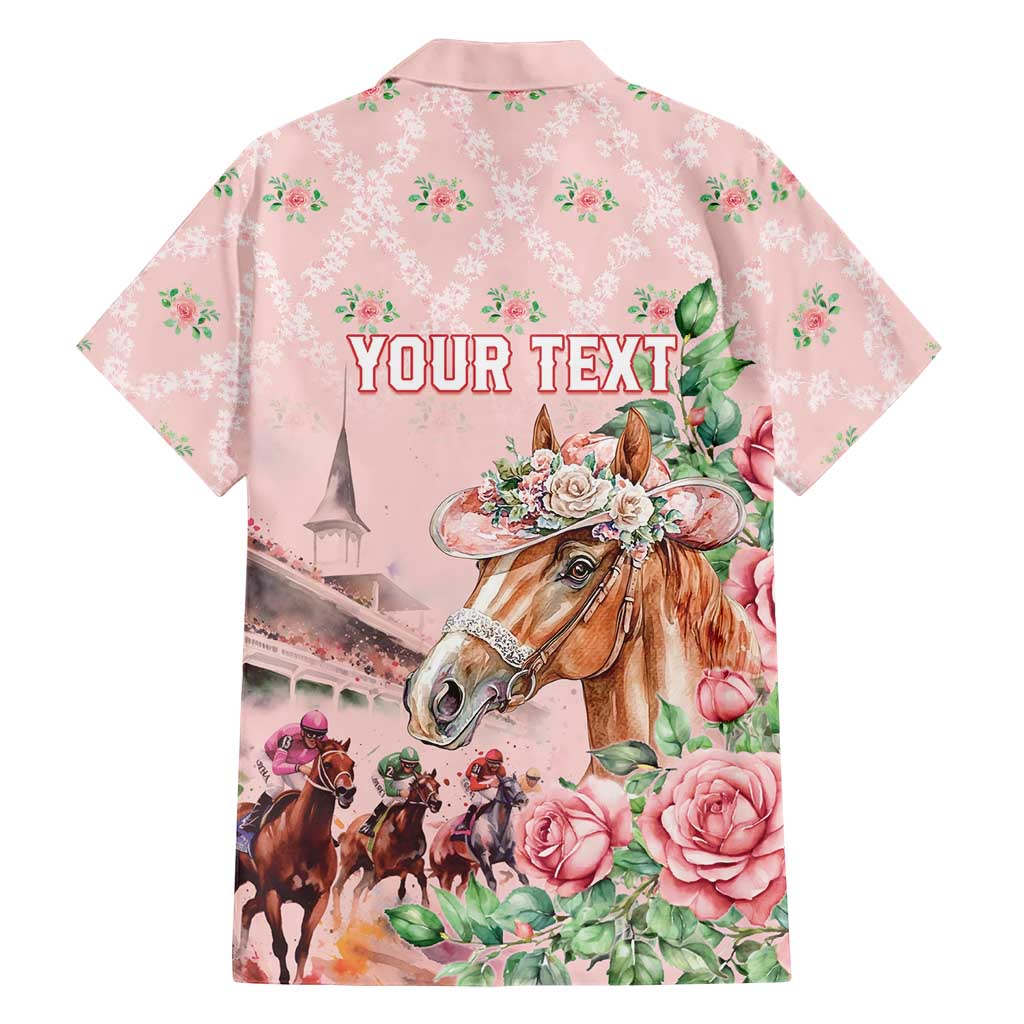 Personalized Kentucky Horse Racing Hawaiian Shirt Rose Diamond Pattern Pink