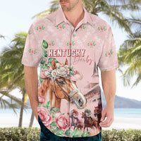 Personalized Kentucky Horse Racing Hawaiian Shirt Rose Diamond Pattern Pink