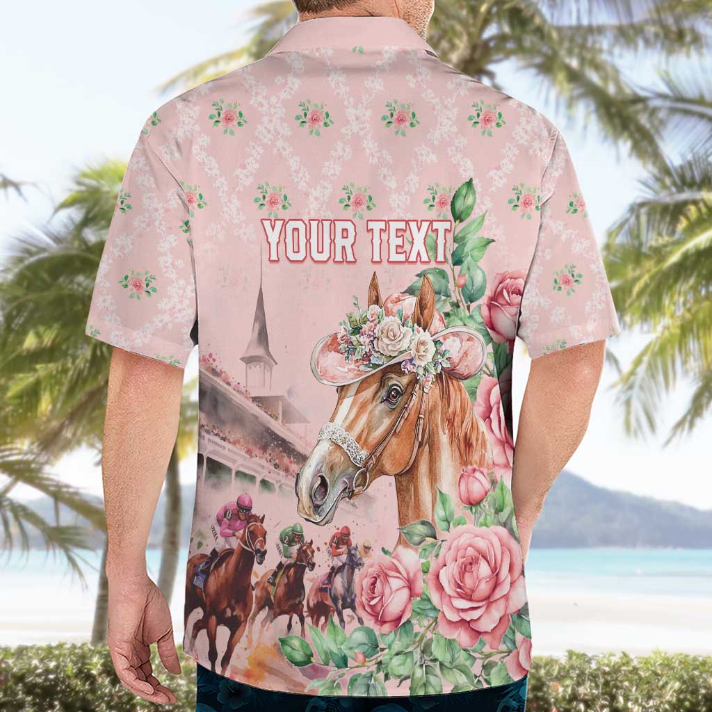 Personalized Kentucky Horse Racing Hawaiian Shirt Rose Diamond Pattern Pink