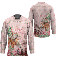 Personalized Kentucky Horse Racing Hockey Jersey Rose Diamond Pattern Pink