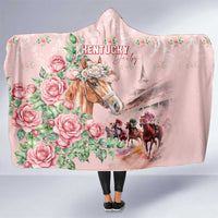 Kentucky Horse Racing Hooded Blanket Rose Diamond Pattern Pink