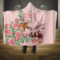 Kentucky Horse Racing Hooded Blanket Rose Diamond Pattern Pink